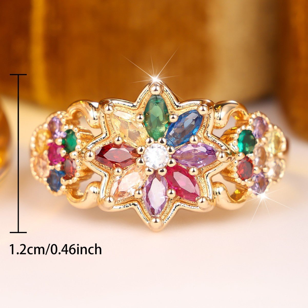 Bague florale tridimensionnelle multicolore pour femme — design géométrique chic. - IVOIRART.COM