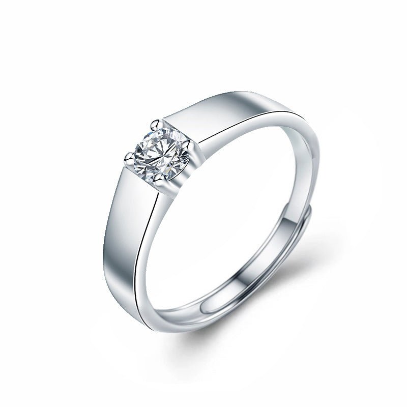 Bague homme en argent 925 à moissanite platine, ajustable, finition fine luxe - IVOIRART.COM