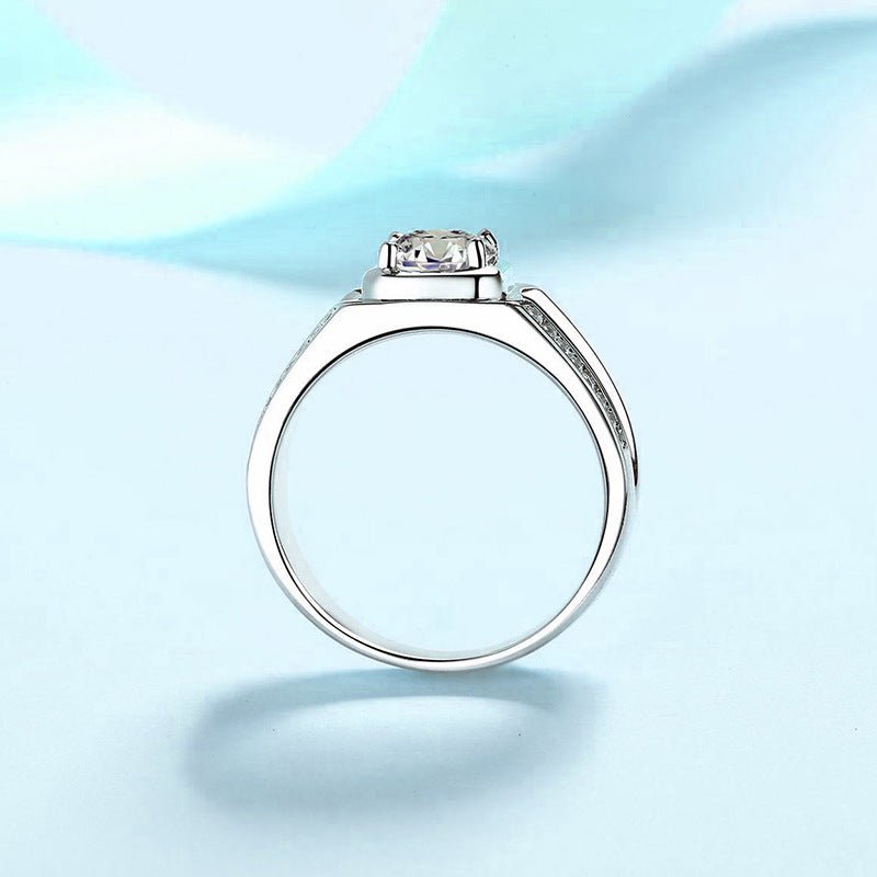 Bague homme en argent sterling S925 avec moissanite 1 carat, style luxe chic pur - IVOIRART.COM