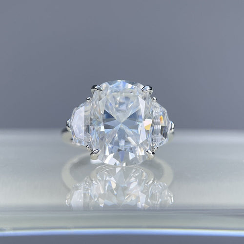 Bague Large 10 Carats Moissanite Taille Coussin Rectangulaire en Argent 925 - IVOIRART.COM