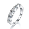 Bague mariage 5 pierres Moissanite 4mm D VVS1 Argent S925 Plaqué Platine GRA US5 - IVOIRART.COM