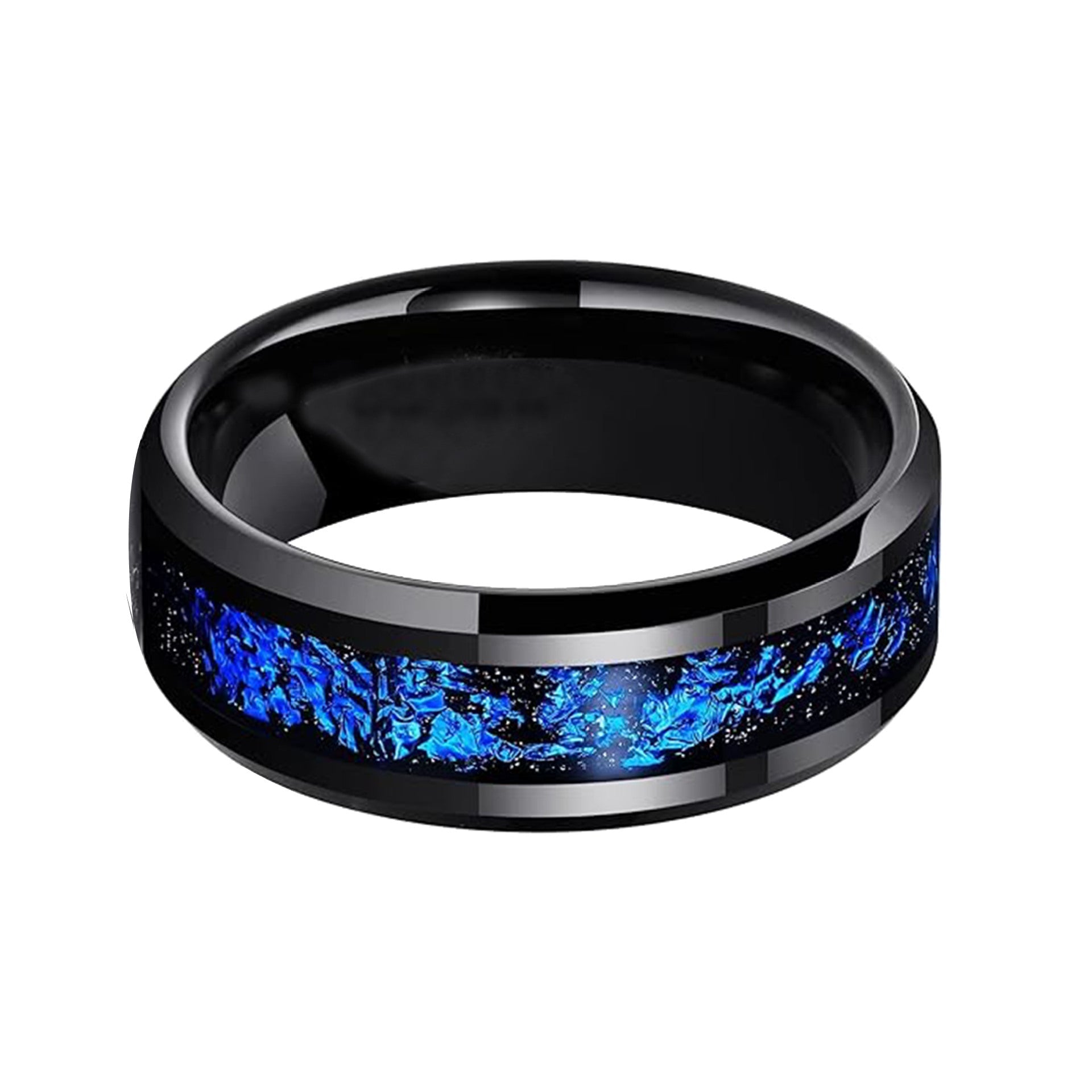 Bague Météore Bleue en Acier de Tungstène – Alliance 8 mm Style Instagram U - IVOIRART.COM