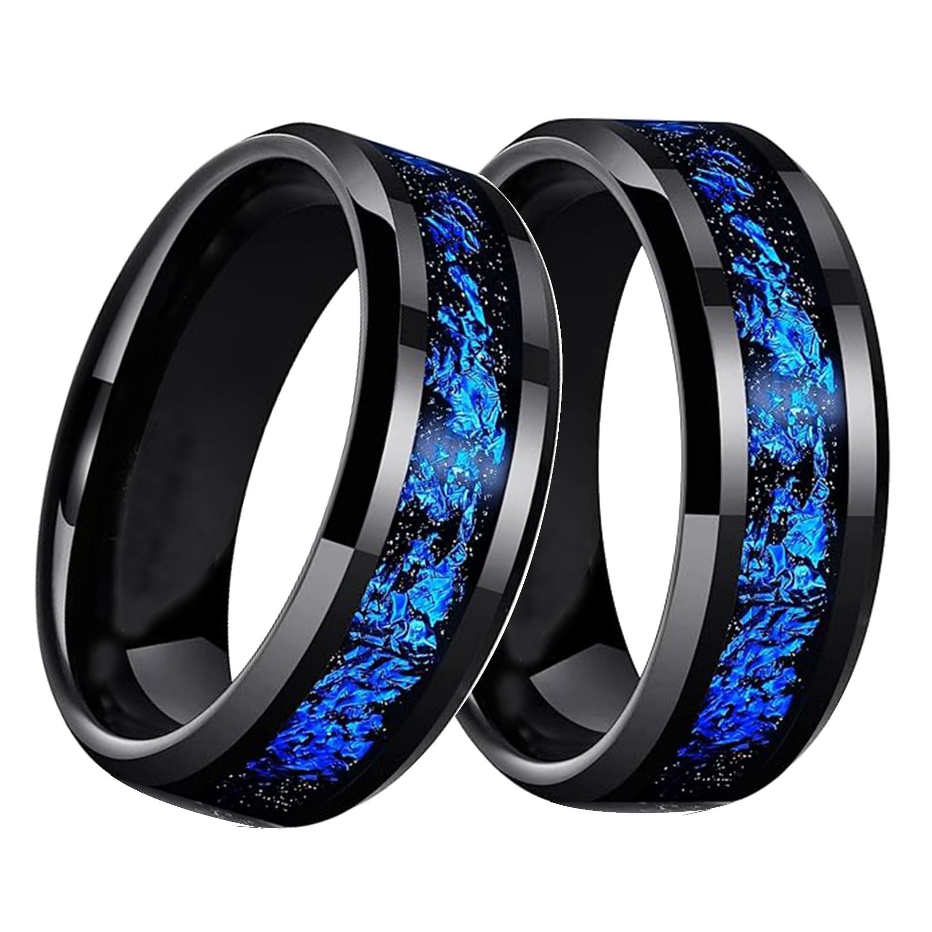 Bague Météore Bleue en Acier de Tungstène – Alliance 8 mm Style Instagram U - IVOIRART.COM