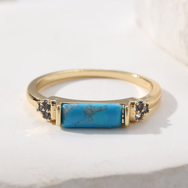 Bague mode turquoise et or pour homme, style bohème, cuivre écologique, tailles 6-10 - IVOIRART.COM