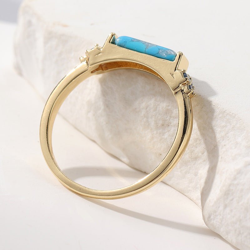 Bague mode turquoise et or pour homme, style bohème, cuivre écologique, tailles 6-10 - IVOIRART.COM