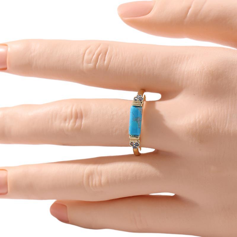 Bague mode turquoise et or pour homme, style bohème, cuivre écologique, tailles 6-10 - IVOIRART.COM