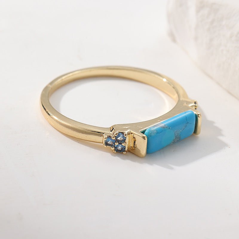 Bague mode turquoise et or pour homme, style bohème, cuivre écologique, tailles 6-10 - IVOIRART.COM