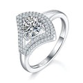 Bague Moissanite 1ct S925 Argent Plaqué Platine, Halo V géométrique D-VVS1 3gGRA - IVOIRART.COM