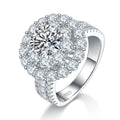Bague Moissanite 2ct S925 Argent Sterling 8mm D-VVS1 Double Halo Plaqué Platine. - IVOIRART.COM