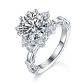 Bague Moissanite 3ct S925 Argent Sterling 9mm D-VVS1 Halo étoile plaqué platine! - IVOIRART.COM