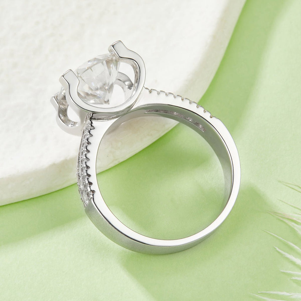 Bague Moissanite 5ct Argent S925 plaquée Platine 11mm D-VVS1 Bande large GRA Box - IVOIRART.COM
