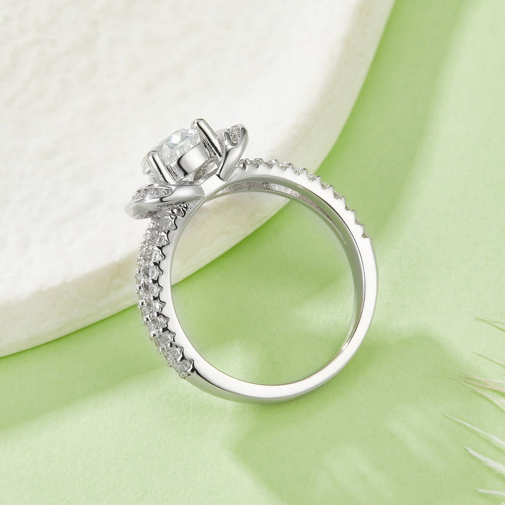 Bague Moissanite Coeur 1ct S925 Argent plaqué Platine 5x8mm D-VVS1 Taille 5-9GRA - IVOIRART.COM