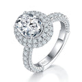 Bague moissanite ovale 2ct 7x9mm D-VVS1 S925 argent plaqué platine GRA +GRA cert - IVOIRART.COM
