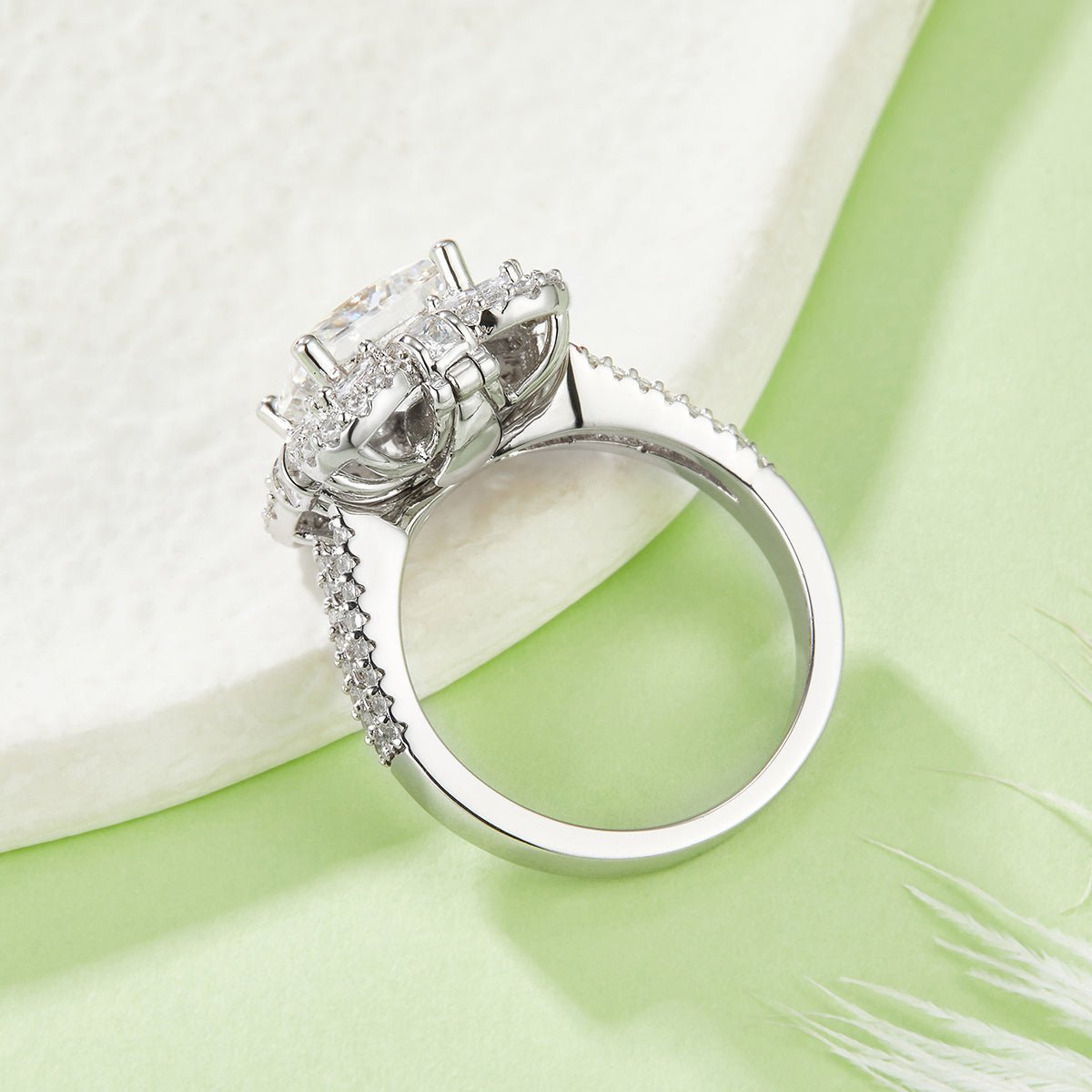 Bague Moissanite taille princesse 2ct S925 argent plaqué platine Halo D-VVS1 GRA - IVOIRART.COM