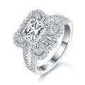 Bague Moissanite taille princesse 2ct S925 argent plaqué platine Halo D-VVS1 GRA - IVOIRART.COM