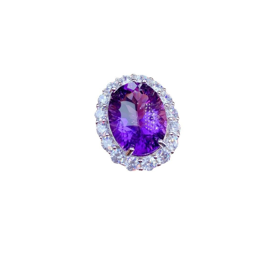 Bague naturelle en améthyste avec ajustement S925 en argent pour femme élégante - IVOIRART.COM