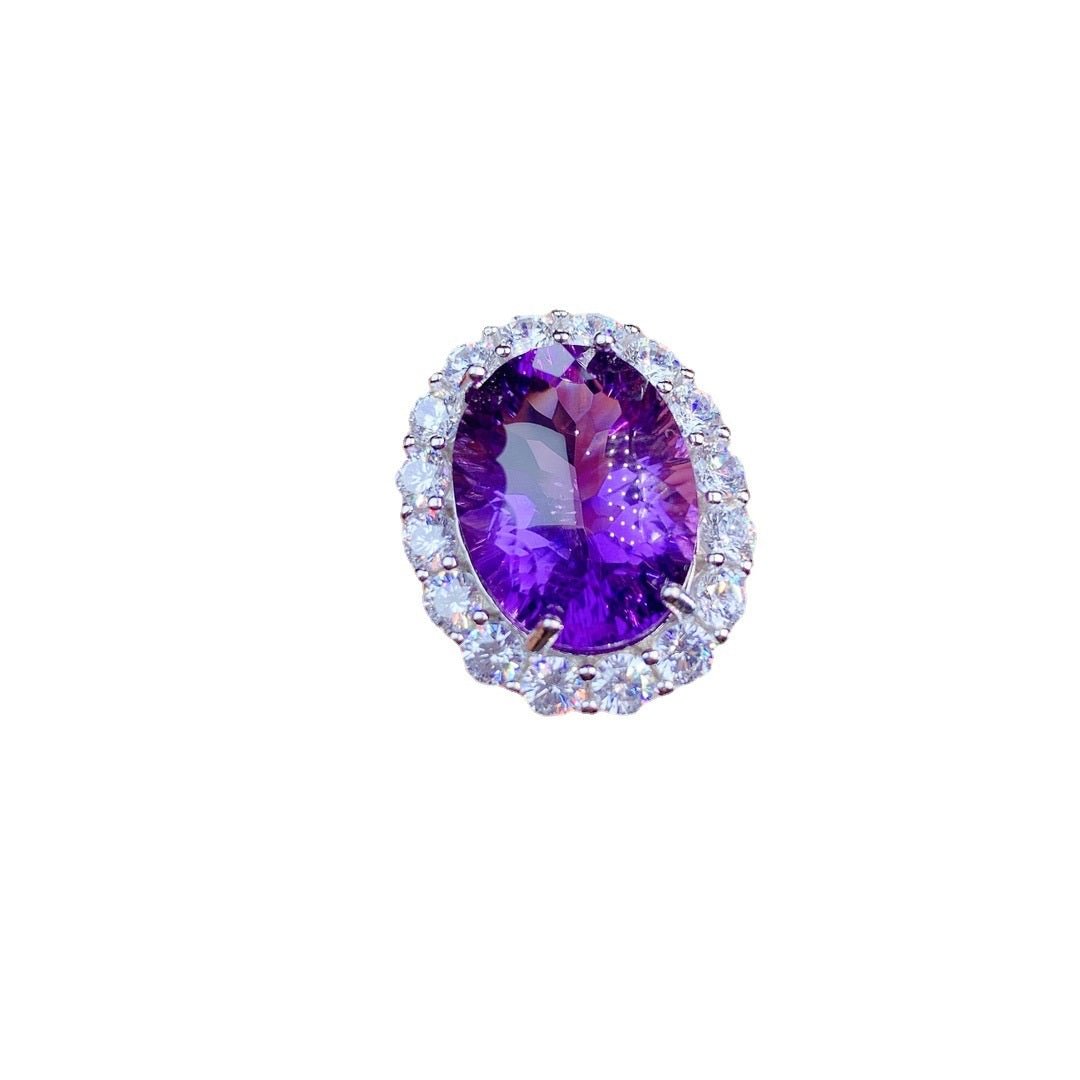 Bague naturelle en améthyste avec ajustement S925 en argent pour femme élégante - IVOIRART.COM