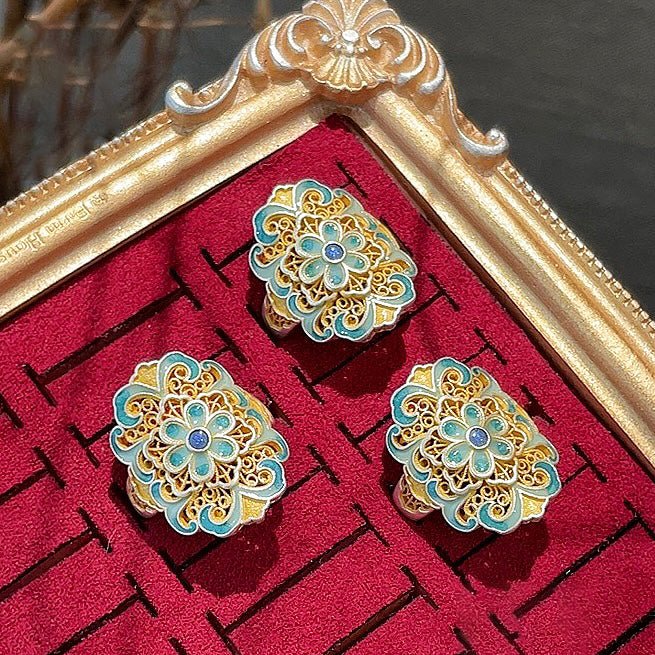 Bague orchidée émaillée plaquée or en argent sterling 999,9, style rétro luxe, cadeau idéal anniversaire et fêtes - IVOIRART.COM