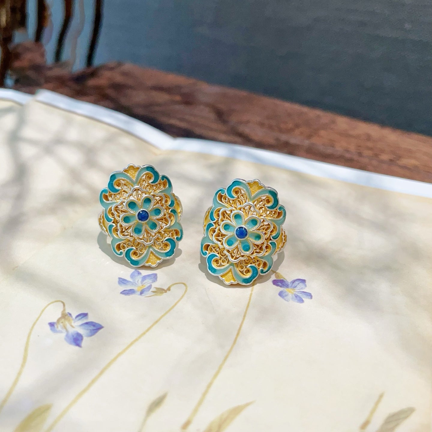 Bague orchidée émaillée plaquée or en argent sterling 999,9, style rétro luxe, cadeau idéal anniversaire et fêtes - IVOIRART.COM