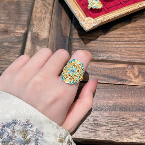 Bague orchidée émaillée plaquée or en argent sterling 999,9, style rétro luxe, cadeau idéal anniversaire et fêtes - IVOIRART.COM