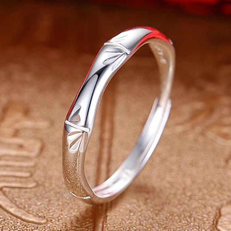 Bague Ouverte Articulation Bambou en Argent Sterling 999, Style Minimaliste et Chinois Traditionnel, Idéale Quotidien, Rendez-vous et Cadeau, Parfaite pour la Saint-Valentin - IVOIRART.COM