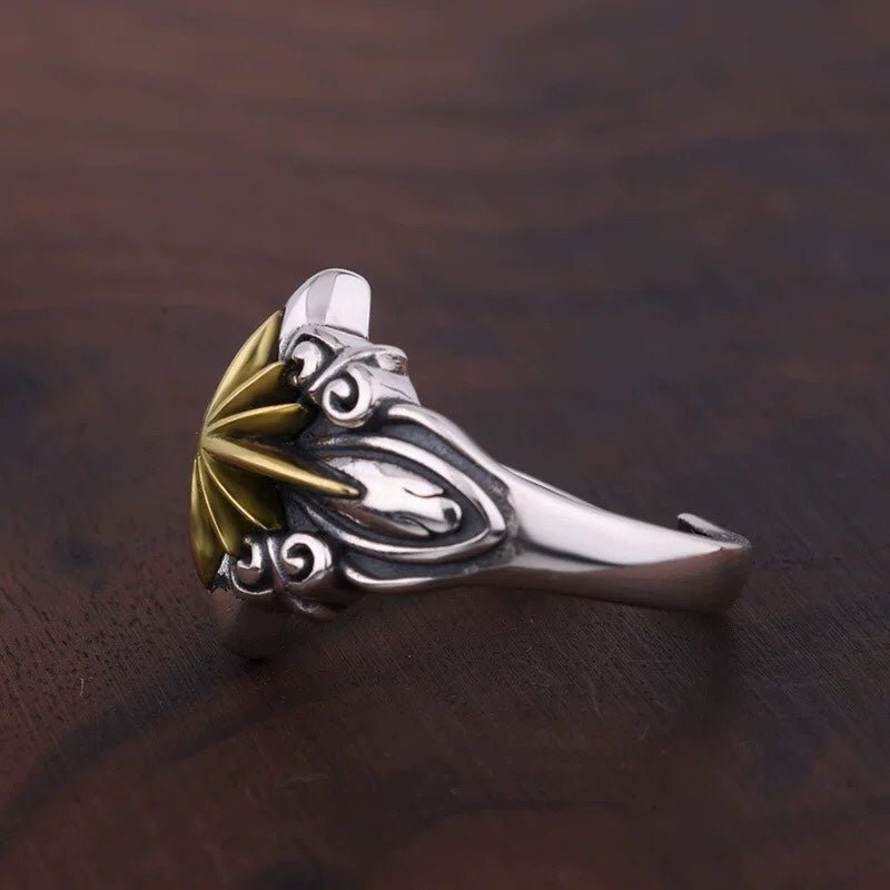Bague ouverte étoile bicolore en argent sterling 925, style biker rétro, portée quotidienne - IVOIRART.COM