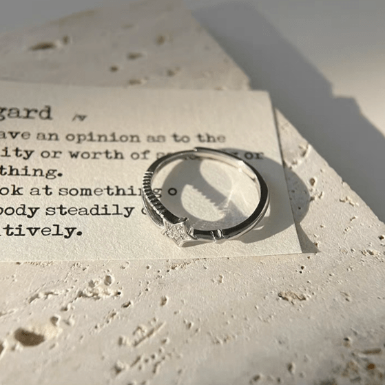 Bague ouverte étoile en argent sterling 999 avec zircon, style doux et minimaliste, idéale pour tous les jours, les rencontres et offrir, cadeau parfait de la Saint-Valentin - IVOIRART.COM