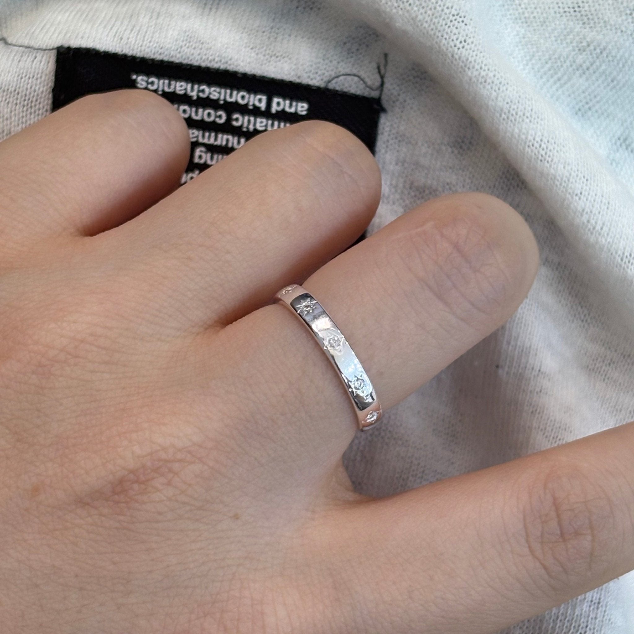 Bague Ouverte Étoile Martelée en Argent Sterling 999, Style Minimaliste et Audacieux, Parfaite Quotidien, Rendez-vous et Cadeau de Saint-Valentin - IVOIRART.COM