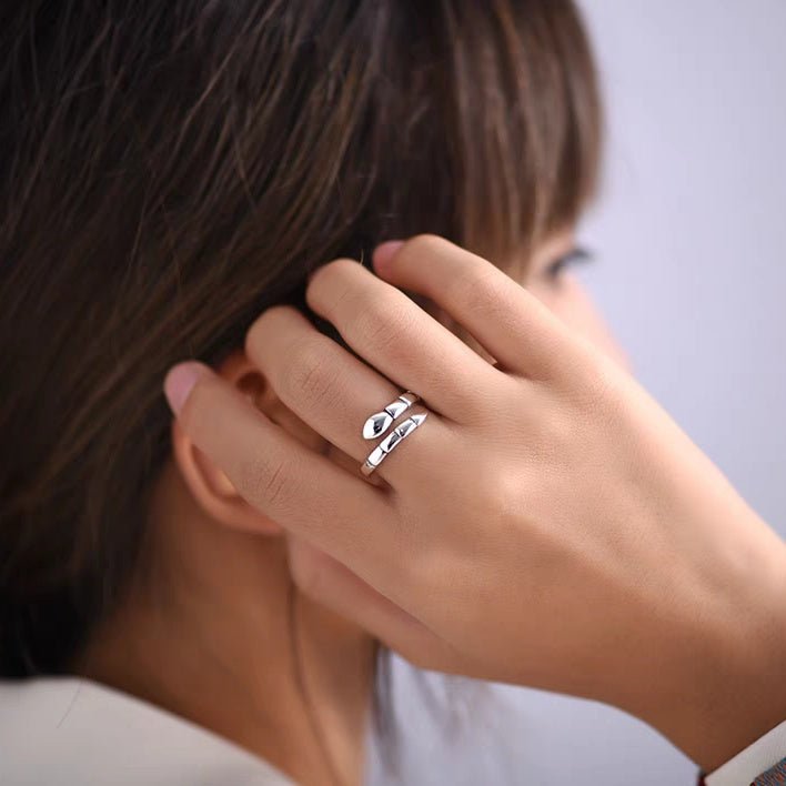 Bague Ouverte Os de Serpent en Argent 999 Poli, Style Minimaliste et Audacieux, Parfaite pour Quotidien, Rendez-vous et Cadeaux, Idéal Cadeau de Saint-Valentin - IVOIRART.COM