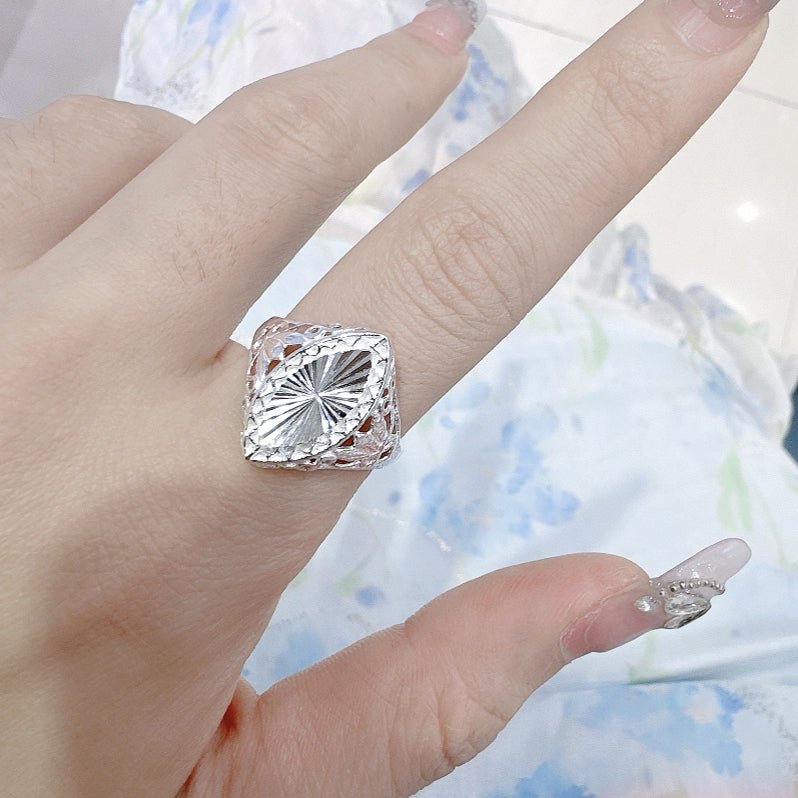 Bague Ouverte Sculptée en Argent Sterling 999, Style Rétro Élégant, Parfaite Quotidien, Rendez-vous & Cadeau, Idéal Saint-Valentin - IVOIRART.COM