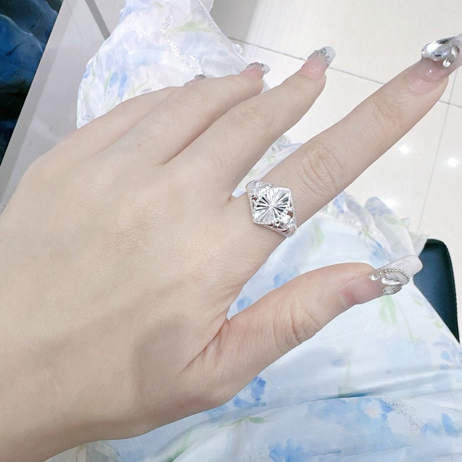 Bague Ouverte Sculptée en Argent Sterling 999, Style Rétro Élégant, Parfaite Quotidien, Rendez-vous & Cadeau, Idéal Saint-Valentin - IVOIRART.COM