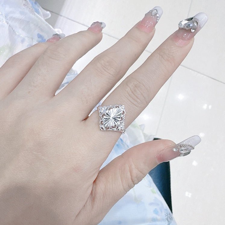 Bague Ouverte Sculptée en Argent Sterling 999, Style Rétro Élégant, Parfaite Quotidien, Rendez-vous & Cadeau, Idéal Saint-Valentin - IVOIRART.COM