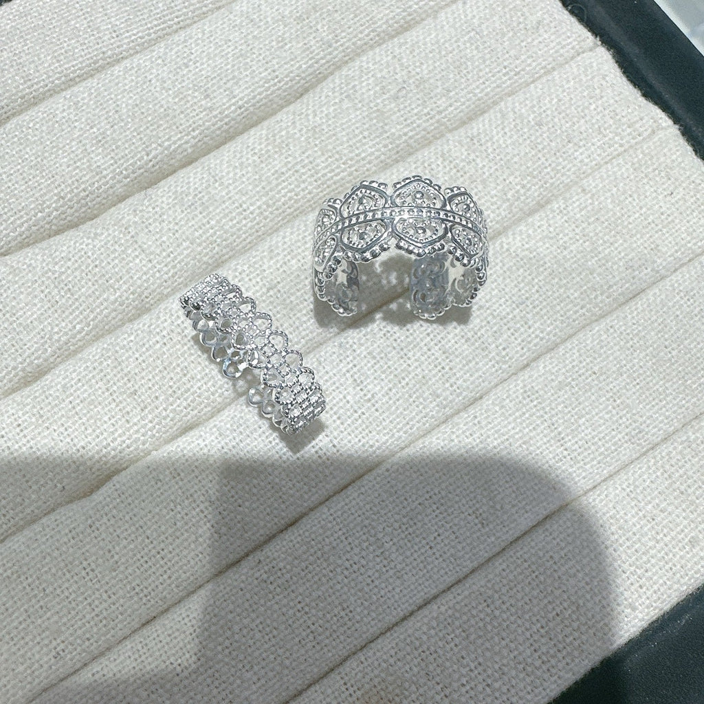 Bague Ouverte Sculptée Large Vintage en Argent Sterling 999, Style Élégant de Palais, Parfaite pour Quotidien, Rendez-vous et Cadeaux, Idéal pour la Saint-Valentin - IVOIRART.COM
