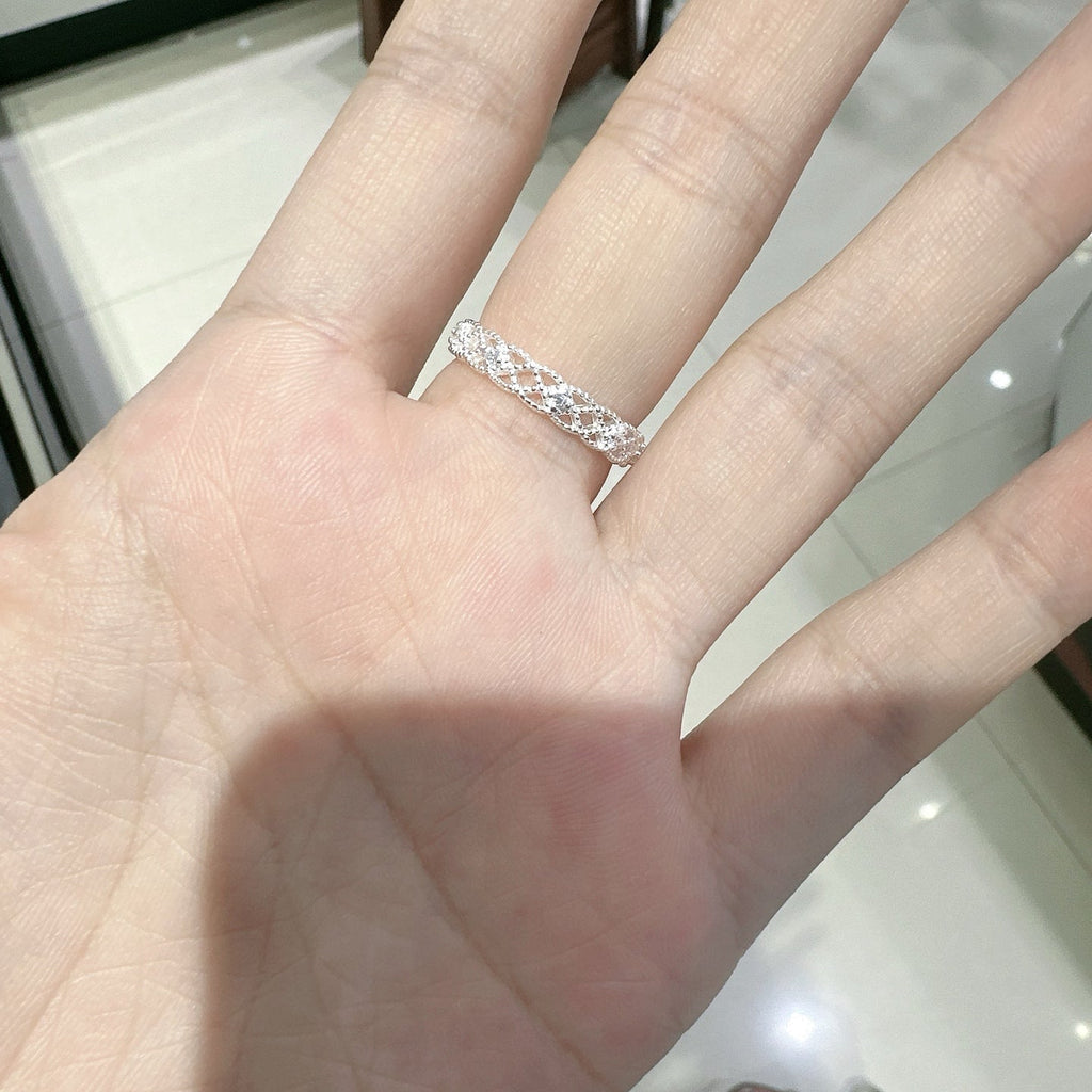 Bague Ouverte Sculptée Large Vintage en Argent Sterling 999, Style Élégant de Palais, Parfaite pour Quotidien, Rendez-vous et Cadeaux, Idéal pour la Saint-Valentin - IVOIRART.COM