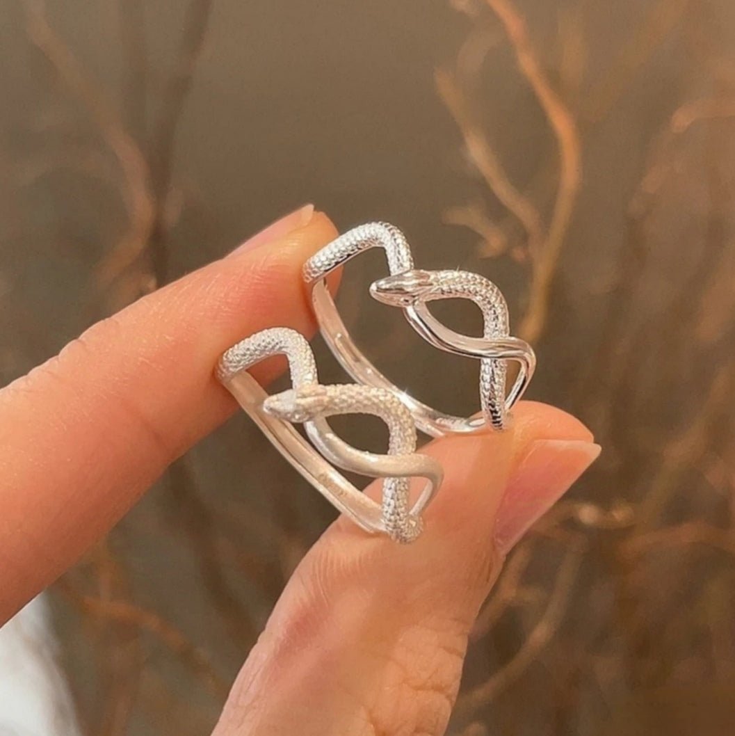 Bague Ouverte Serpent Mat Argent Sterling 999 Mate, Minimaliste et Audacieuse, Parfaite au Quotidien, pour Rendez-vous et Cadeaux, Idée Cadeau Saint-Valentin - IVOIRART.COM