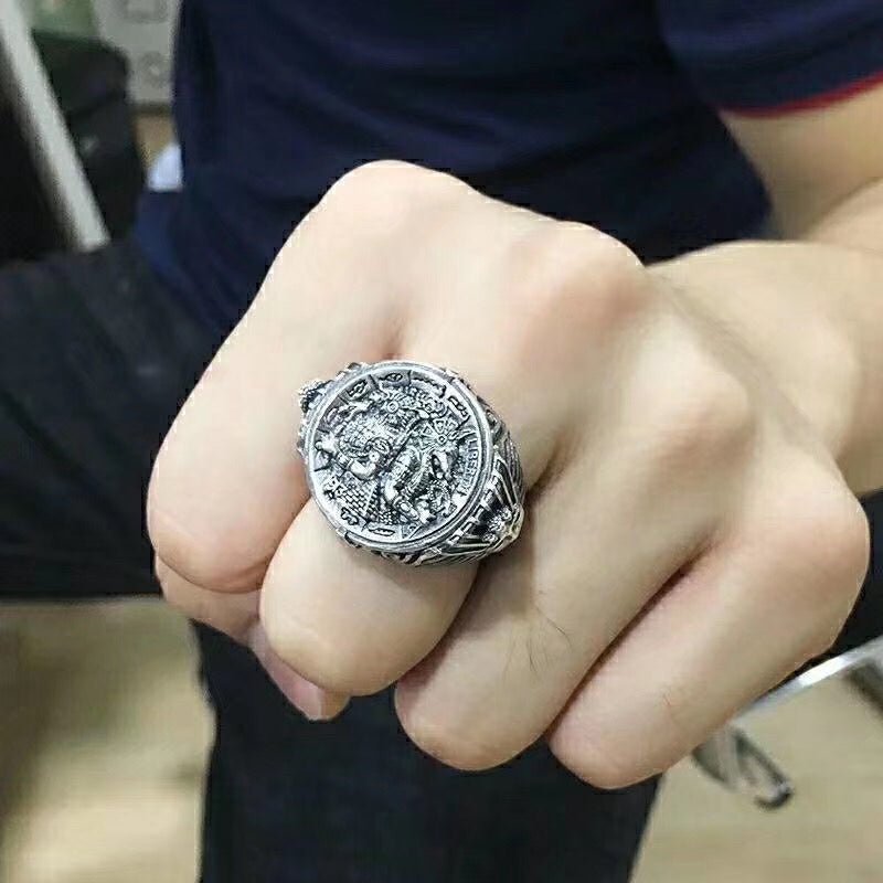 Bague ouverte vintage Anubis égyptien en argent sterling 925, style gothique audacieux, pour tenues quotidiennes et streetwear - IVOIRART.COM