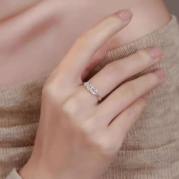 Bague Ouverte Vintage en Argent Sterling 999 Incrustée de Zircon, Design Chanceux, Idéale Pour Quotidien, Fêtes & Cadeaux, Parfaite Pour la Saint-Valentin - IVOIRART.COM