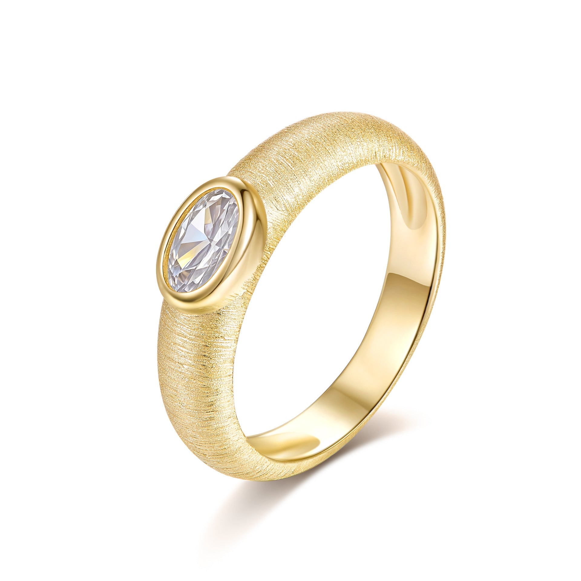 Bague ovale brossée style vintage, polyvalente et facile à assortir, élégance simple - IVOIRART.COM