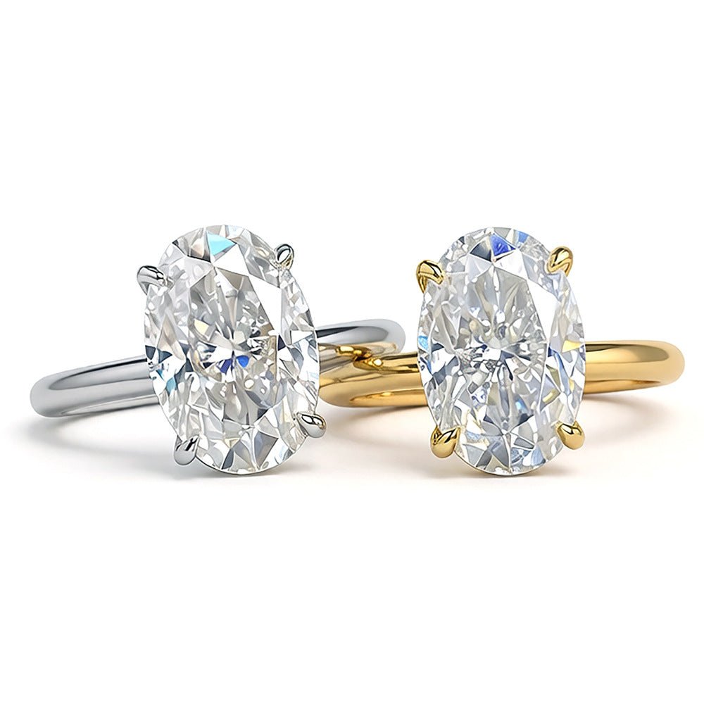 Bague Ovale en Moissanite en Argent S925 plaqué Or 18 carats pour Femme - IVOIRART.COM
