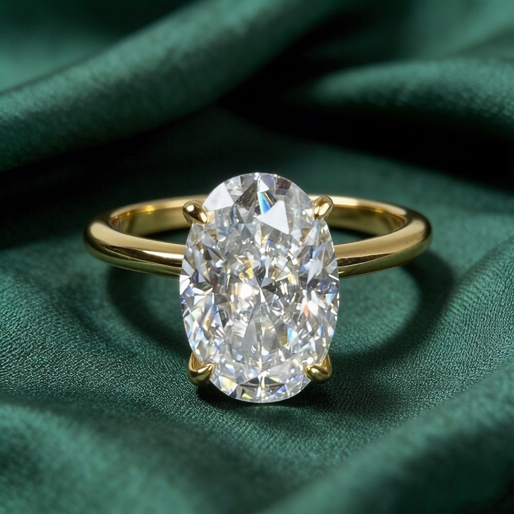 Bague Ovale en Moissanite en Argent S925 plaqué Or 18 carats pour Femme - IVOIRART.COM