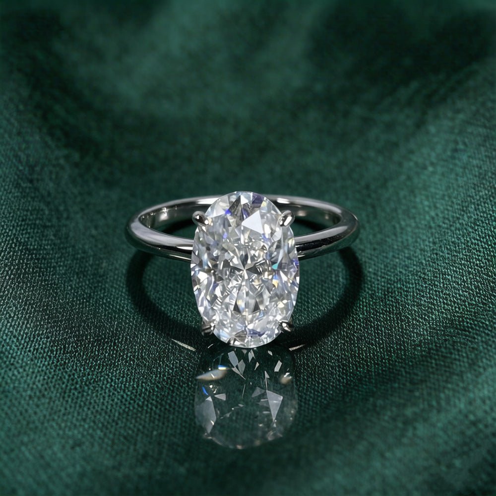 Bague Ovale en Moissanite en Argent S925 plaqué Or 18 carats pour Femme - IVOIRART.COM