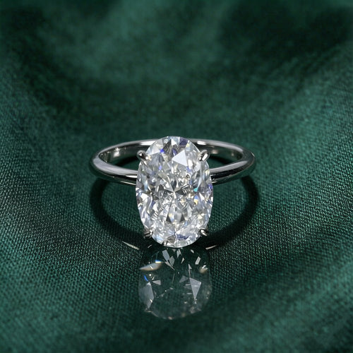 Bague Ovale en Moissanite en Argent S925 plaqué Or 18 carats pour Femme - IVOIRART.COM