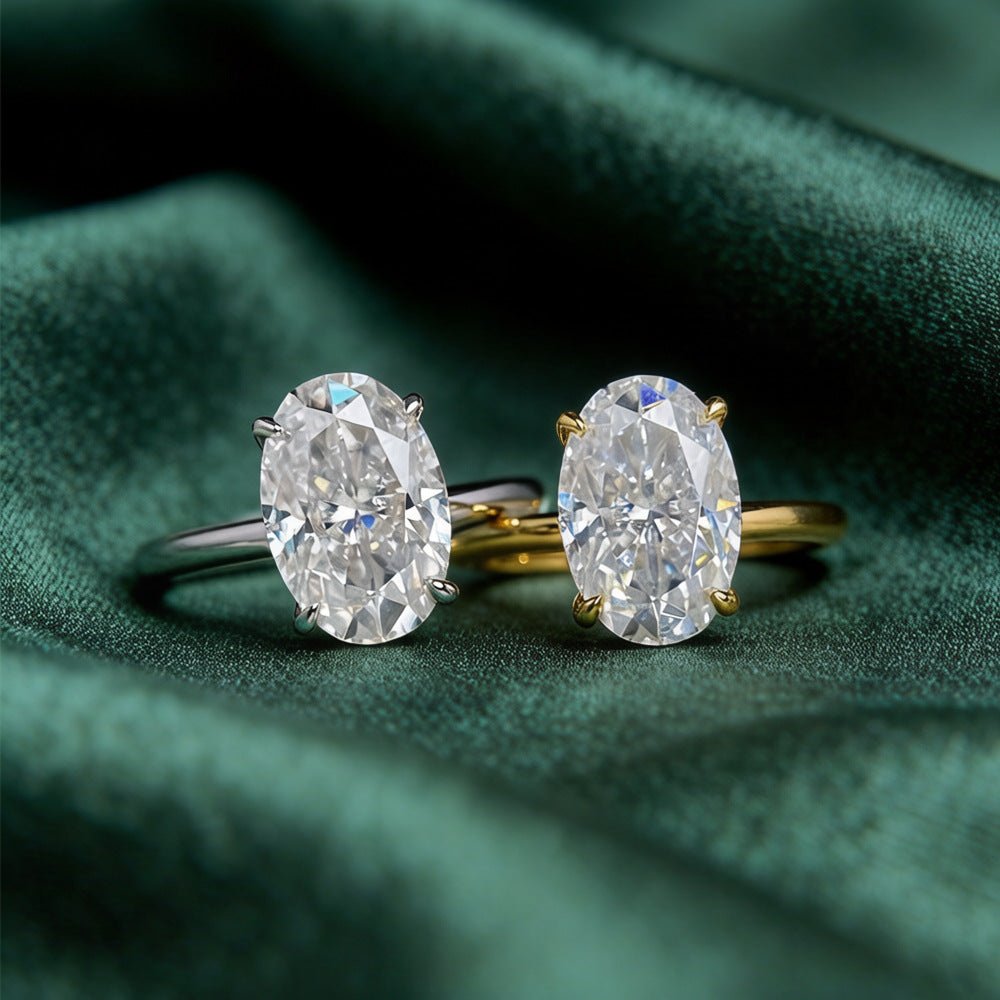 Bague Ovale en Moissanite en Argent S925 plaqué Or 18 carats pour Femme - IVOIRART.COM