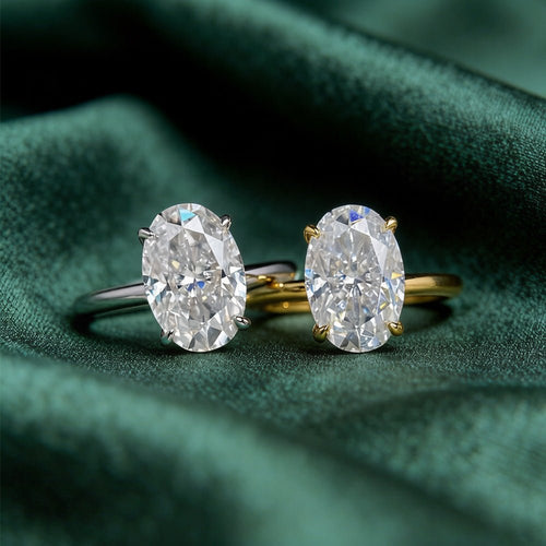 Bague Ovale en Moissanite en Argent S925 plaqué Or 18 carats pour Femme - IVOIRART.COM