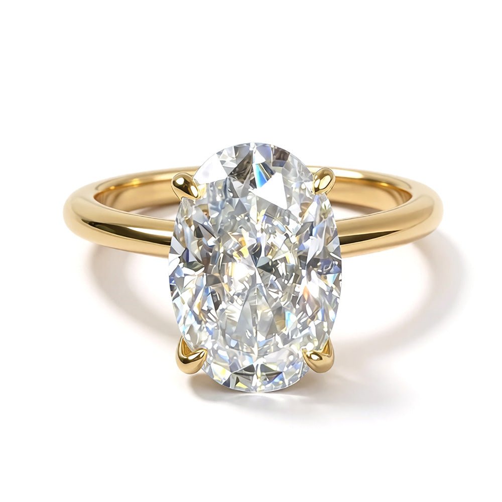 Bague Ovale en Moissanite en Argent S925 plaqué Or 18 carats pour Femme - IVOIRART.COM