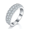 Bague Pavée Moissanite 3 Rangées S925 ArgentSterling 1,9ct D-VVS1 Plaqué Platine - IVOIRART.COM