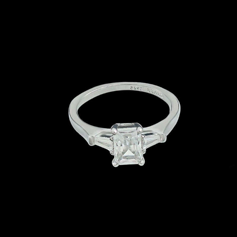 Bague pour Femme en Argent Sterling Forme Cube de Sucre avec Zircon incrusté - IVOIRART.COM