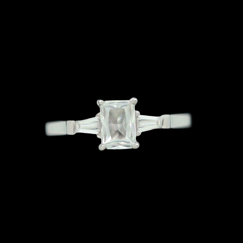 Bague pour Femme en Argent Sterling Forme Cube de Sucre avec Zircon incrusté - IVOIRART.COM