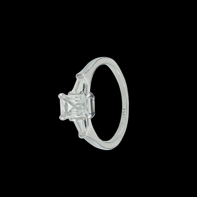 Bague pour Femme en Argent Sterling Forme Cube de Sucre avec Zircon incrusté - IVOIRART.COM