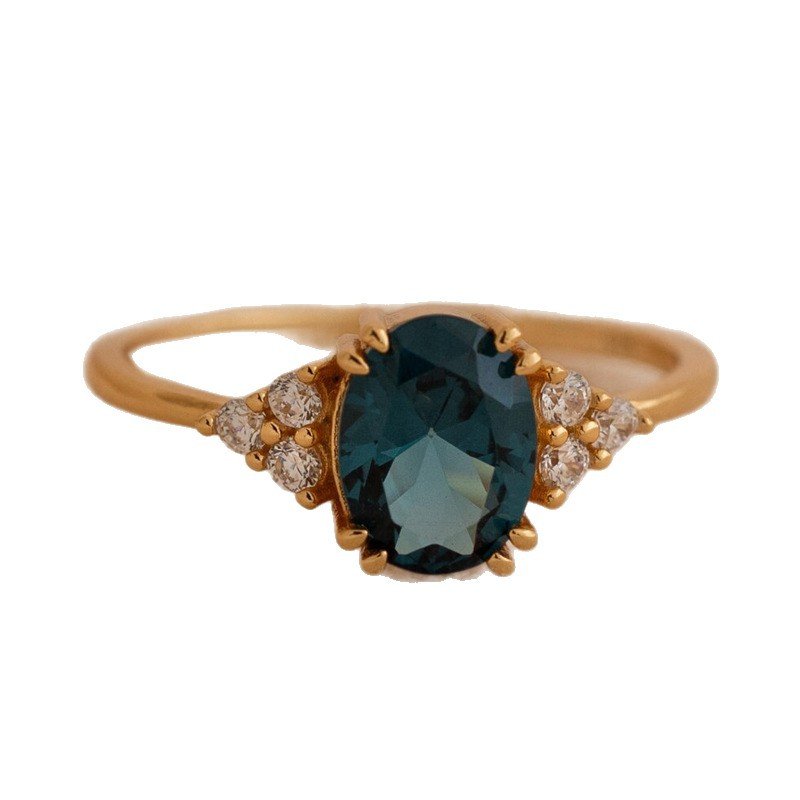 Bague pour Femme Mariage et Fiançailles en Cuivre Doré Style Aquamarine - IVOIRART.COM